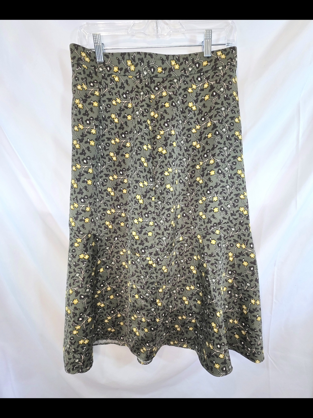 Ann Taylor Cottagecore Silky Business Casual Floral A-Line Midi Skirt Size 4